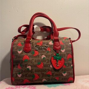 Juicy Couture Red and brown strawberries Satchel NWT